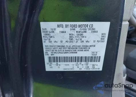 2008 Ford Escape Xls from USA, damaged, VIN 1FMCU92Z28KC09088